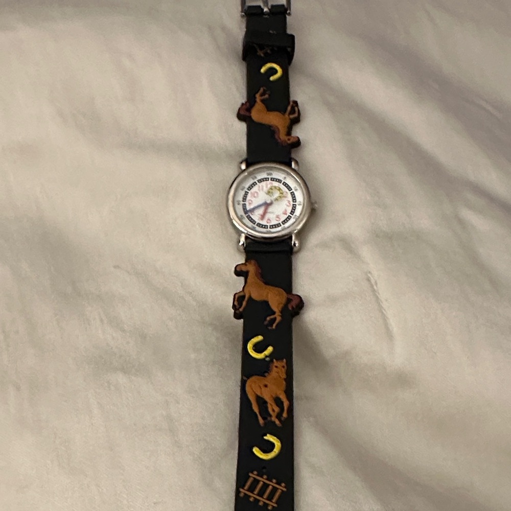 Kids Black Horse Themed Watch